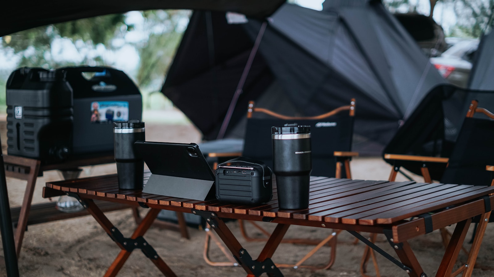 A Table with Portable Espresso maker