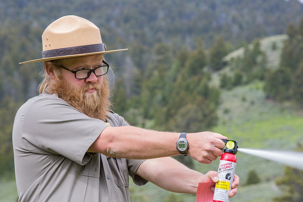A Person Using Bear Spray