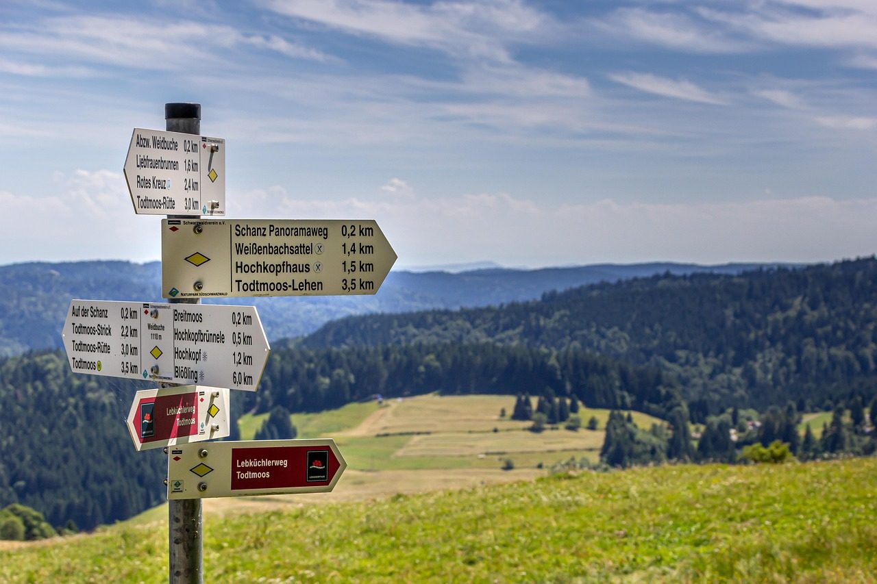 A Signpost on a Mountain Showing Distance 