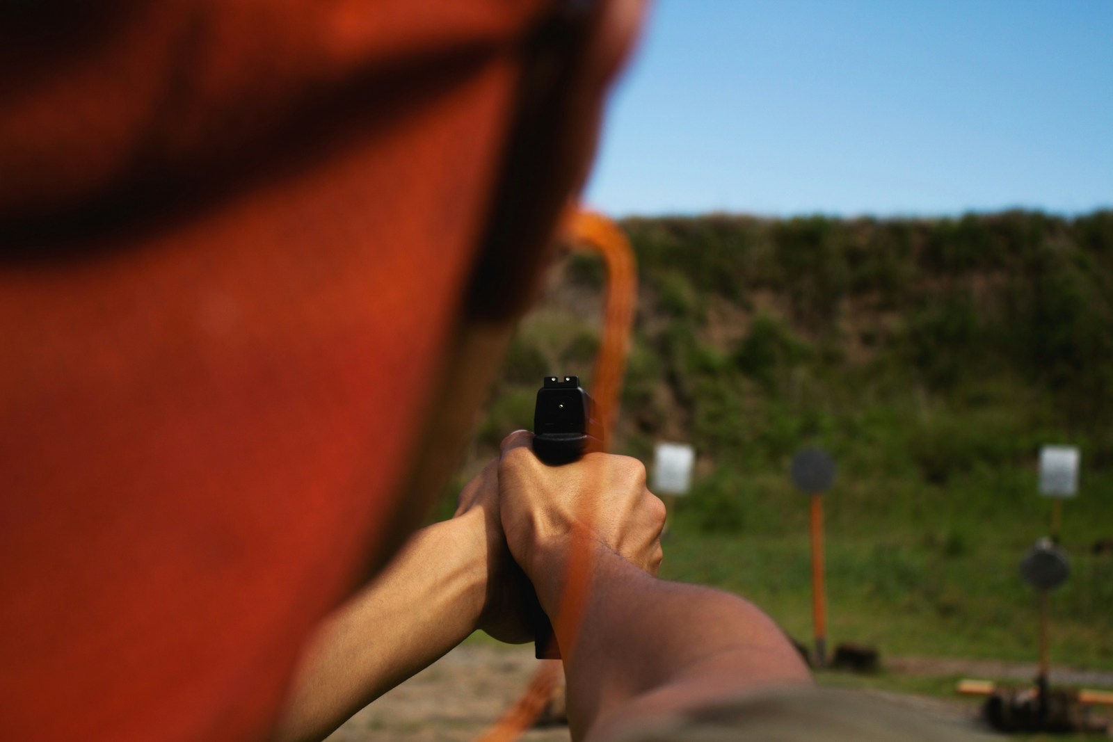 A person shooting with accuracy