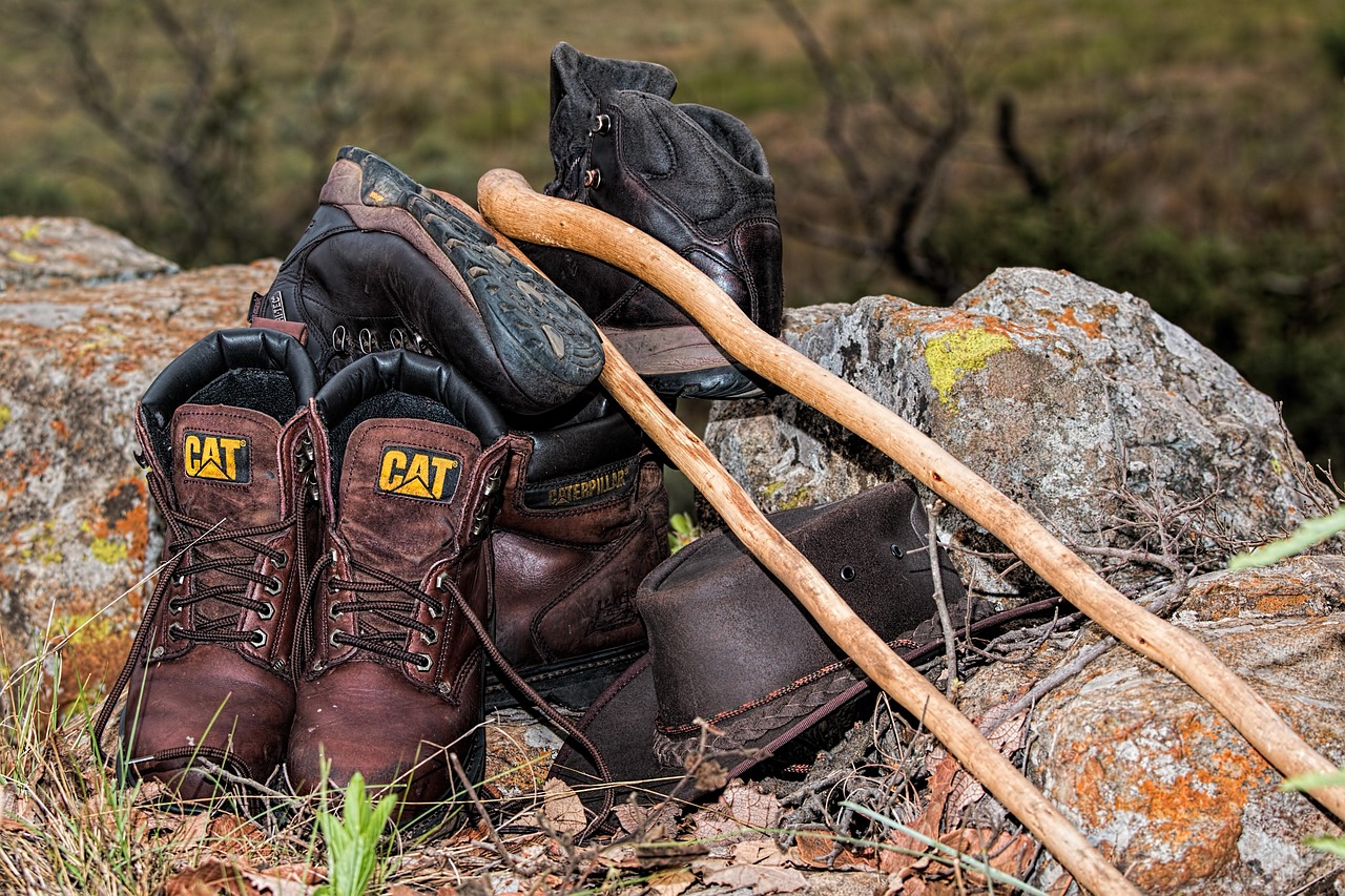 Hiking Gear Placed on a Rock