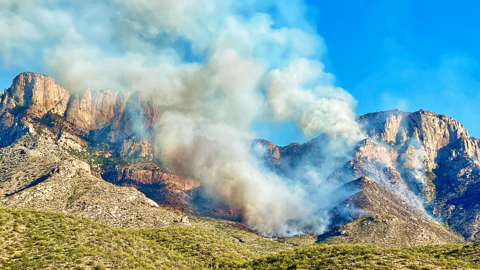 white clouds formed after uncontrolled fire