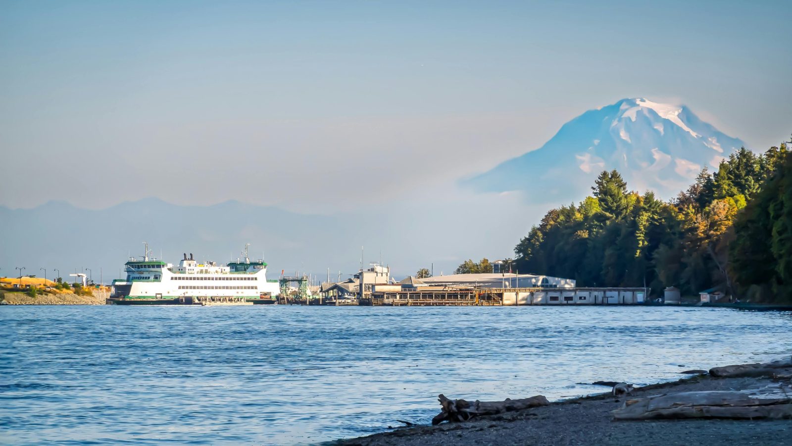 A picturesque ferry cruising near Mount.