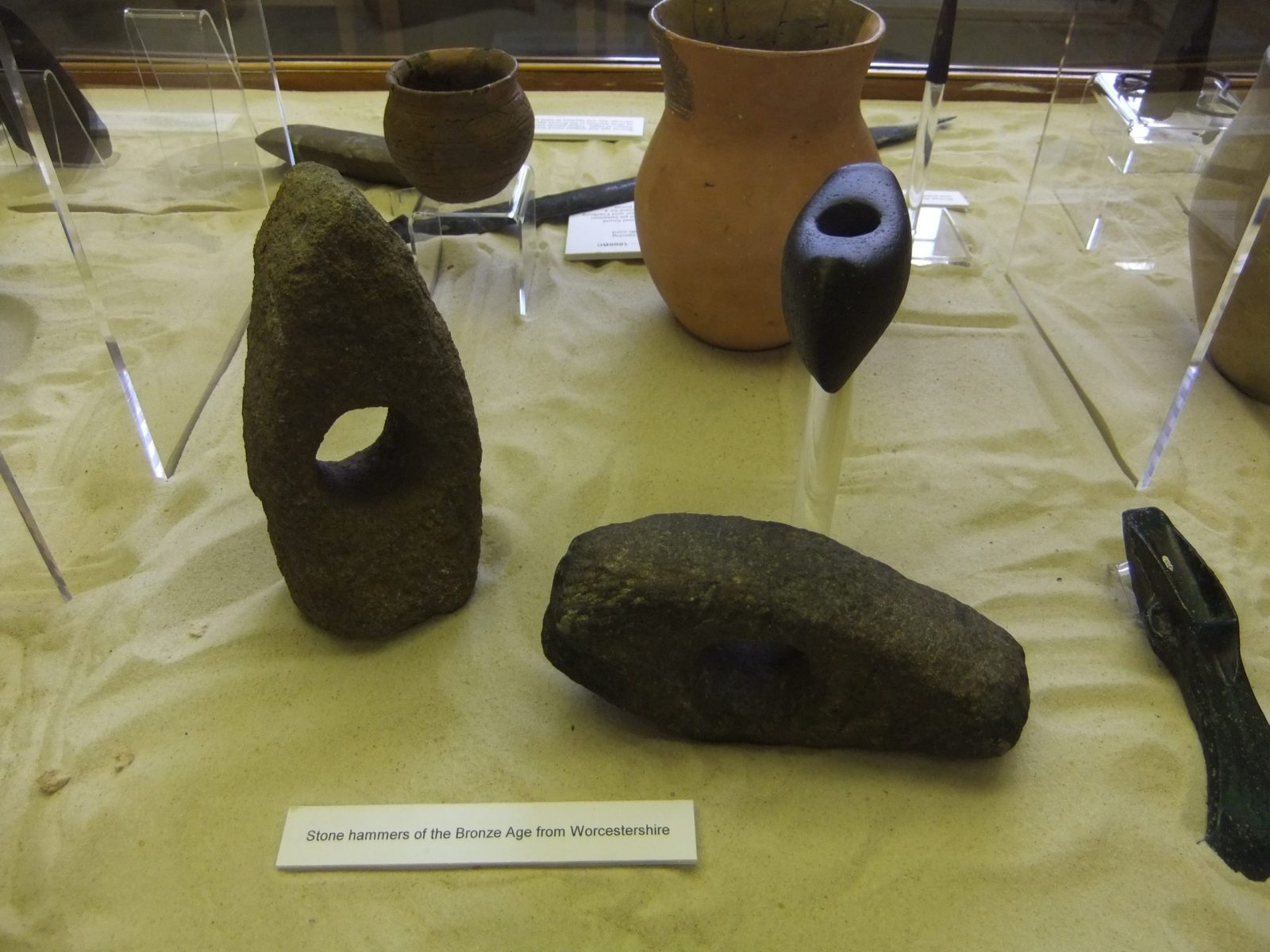 Bronze Age stone hammers, Worcester City Art Gallery & Museum, England - DSCF0750