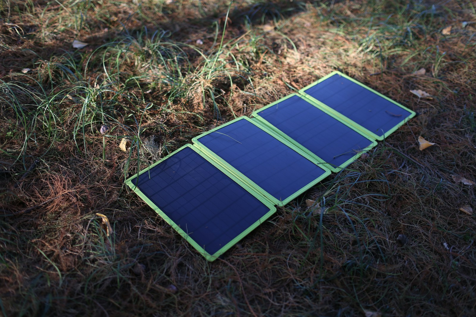 a blue and green box on the ground