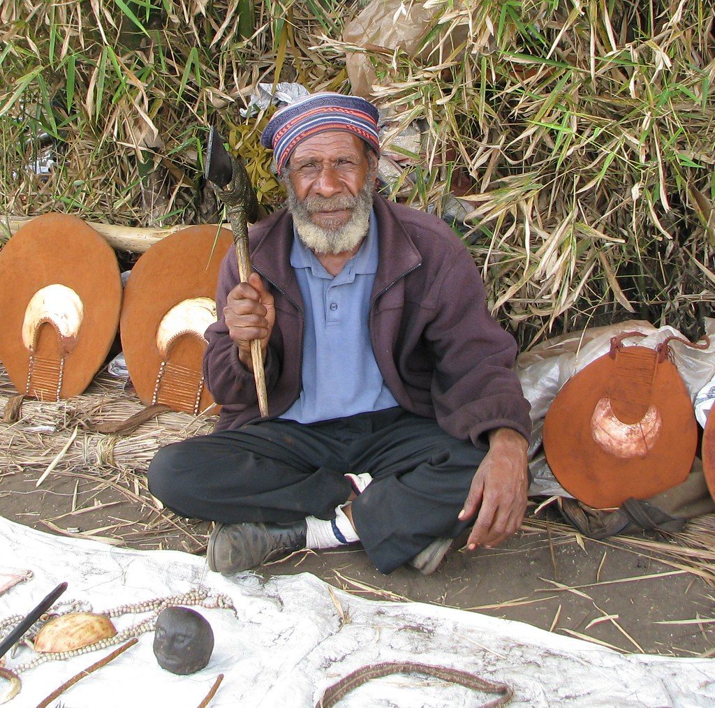 Highlands man selling stone axe
