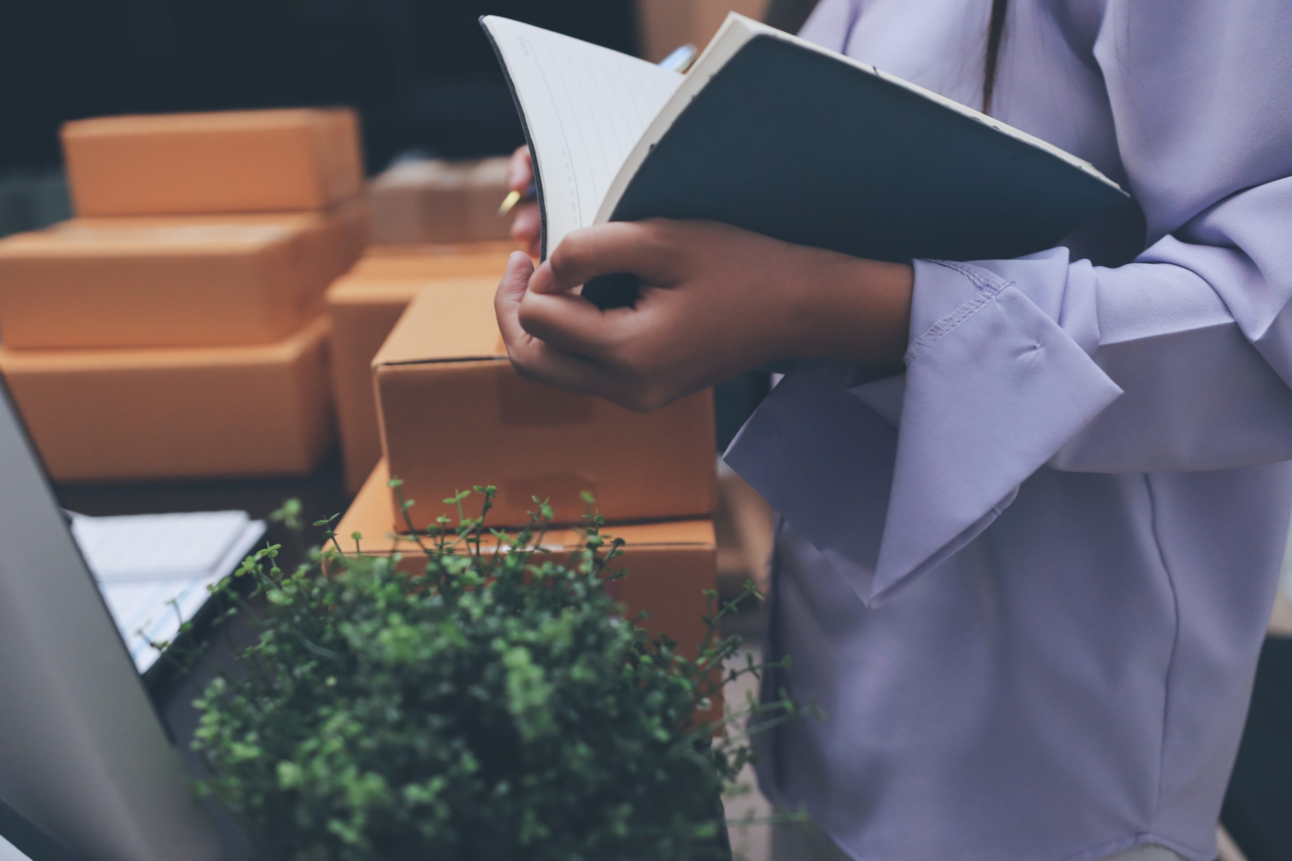 A Person Using Address Book