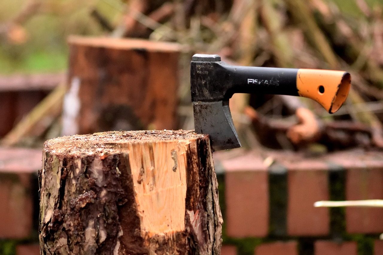 Splitting Large Logs with Wedges with Bushcraft Axe