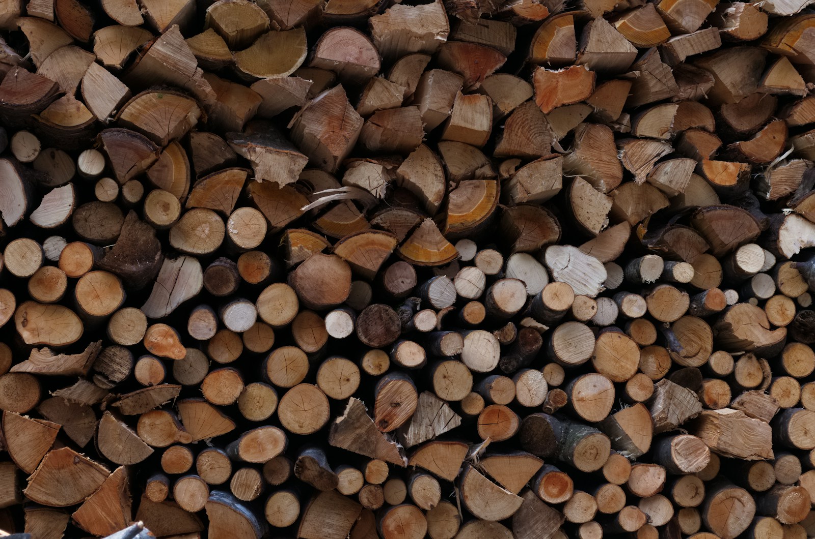 a large pile of logs stacked on top of each other