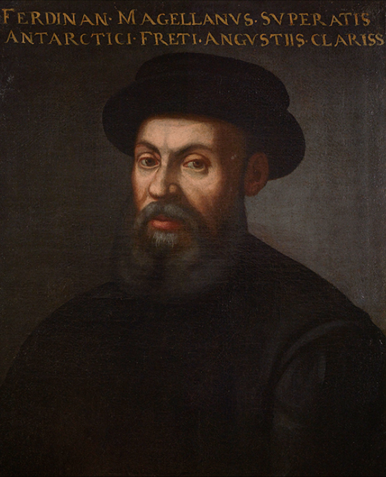 Half-length portrait of a bearded Ferdinand Magellan (circa 1480-1521) facing front.