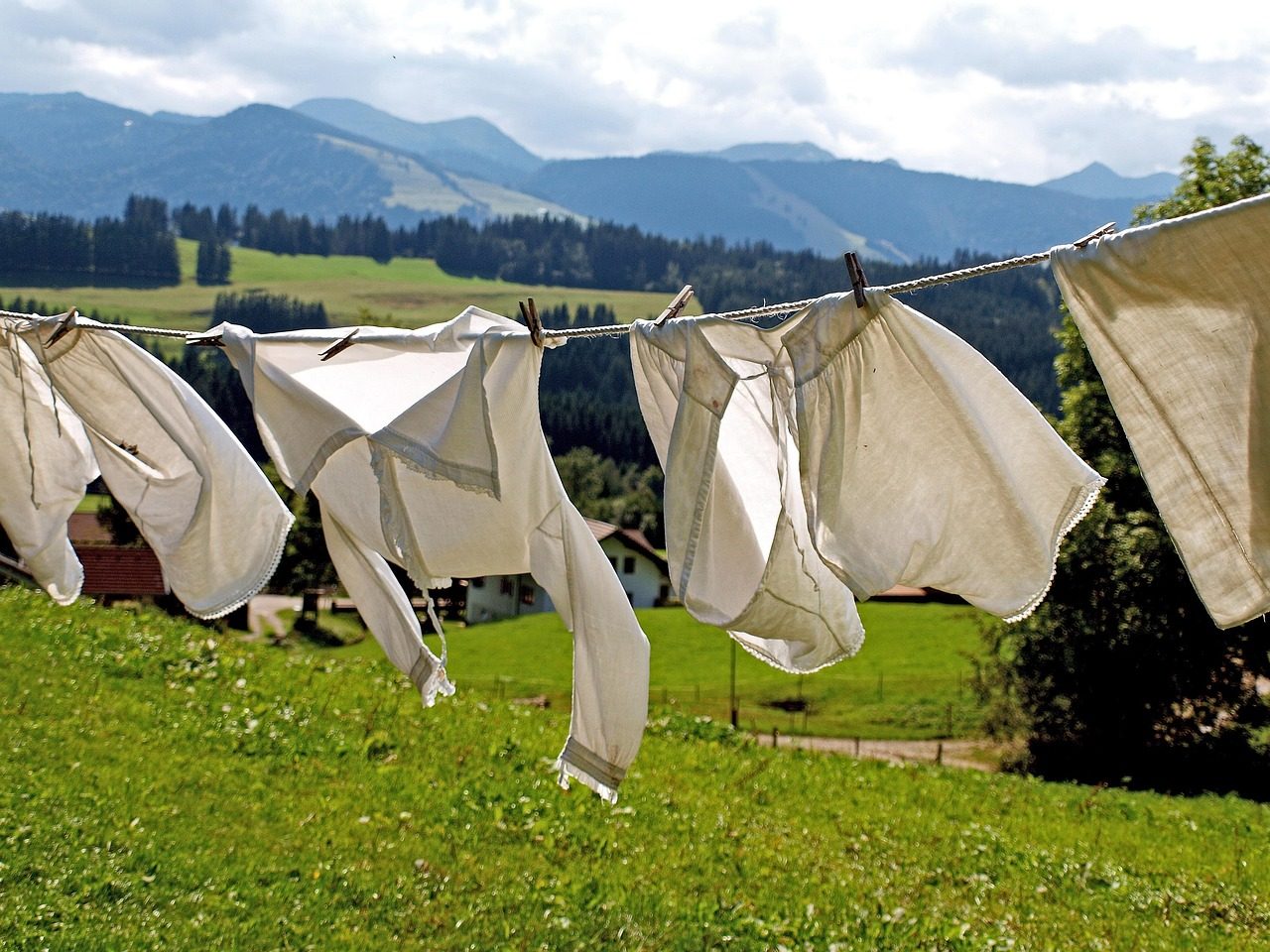 Drying Laundry on a Line During Camping