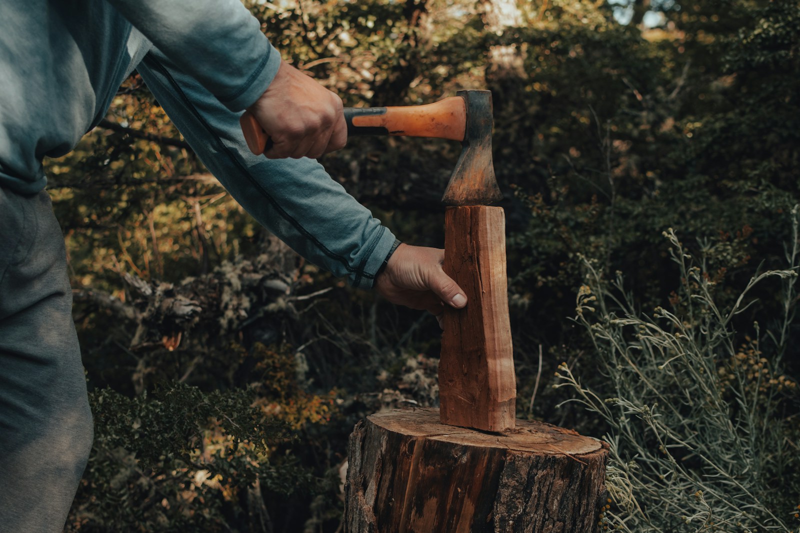 Splitting Kindling with Bushcraft Axe