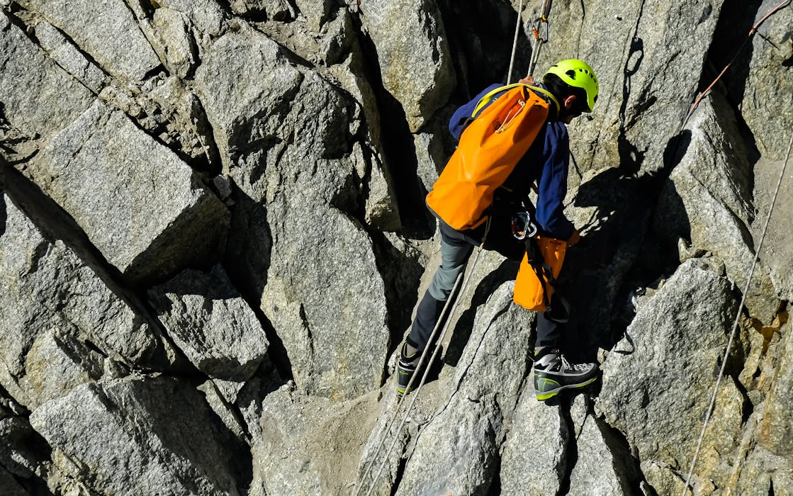 A Man Doing Rock Climbing