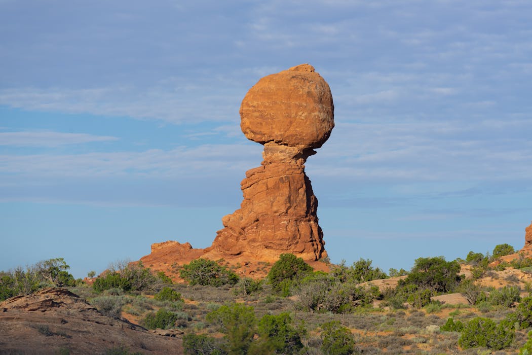 Sunset at Balanced Rock in Moab, Utah