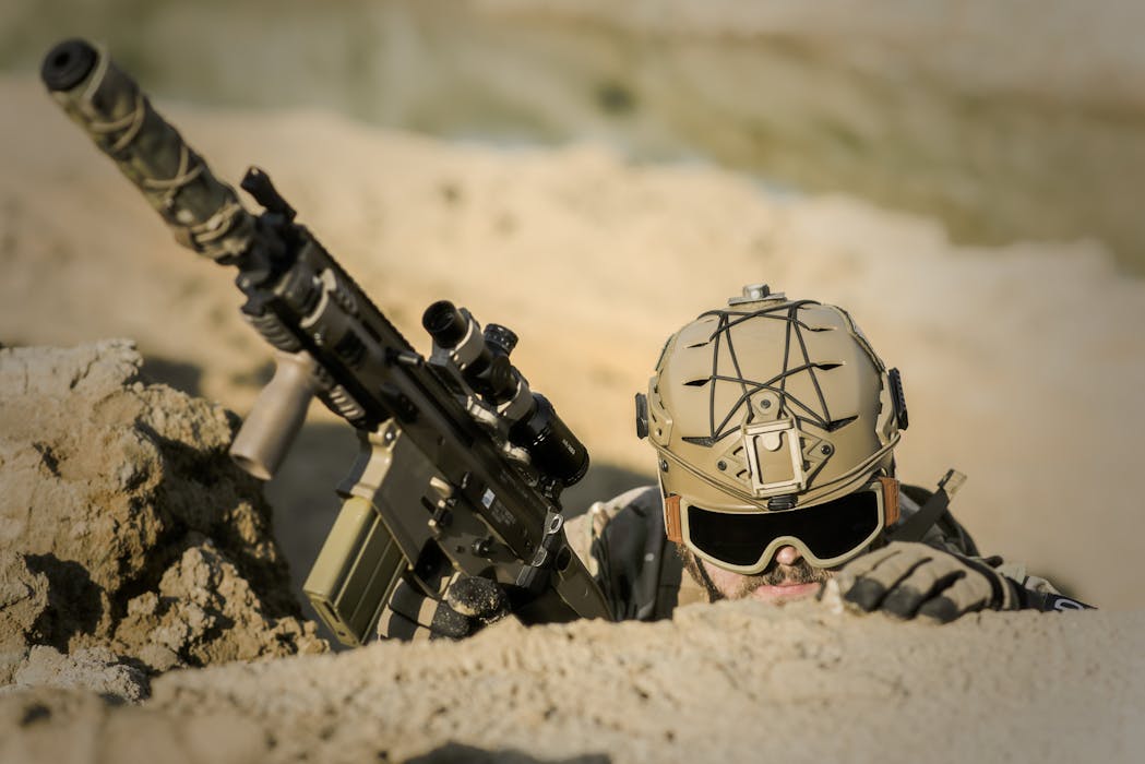 A Soldier Using EOTech Vudu Optics for his Gun