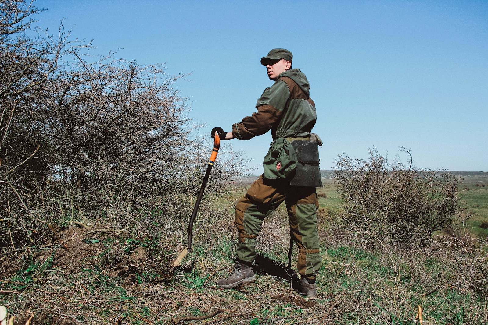 A Man Using Low-Quality Gear for Hunting