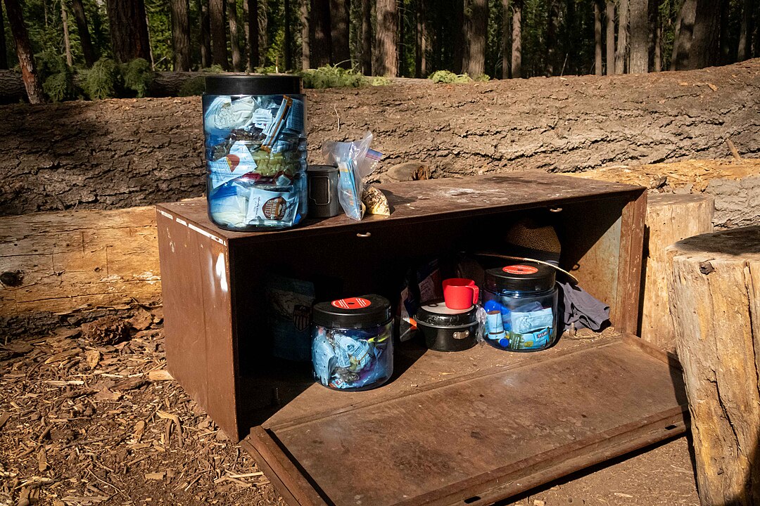 BearVault Canisters in and on Metal Storage Locker