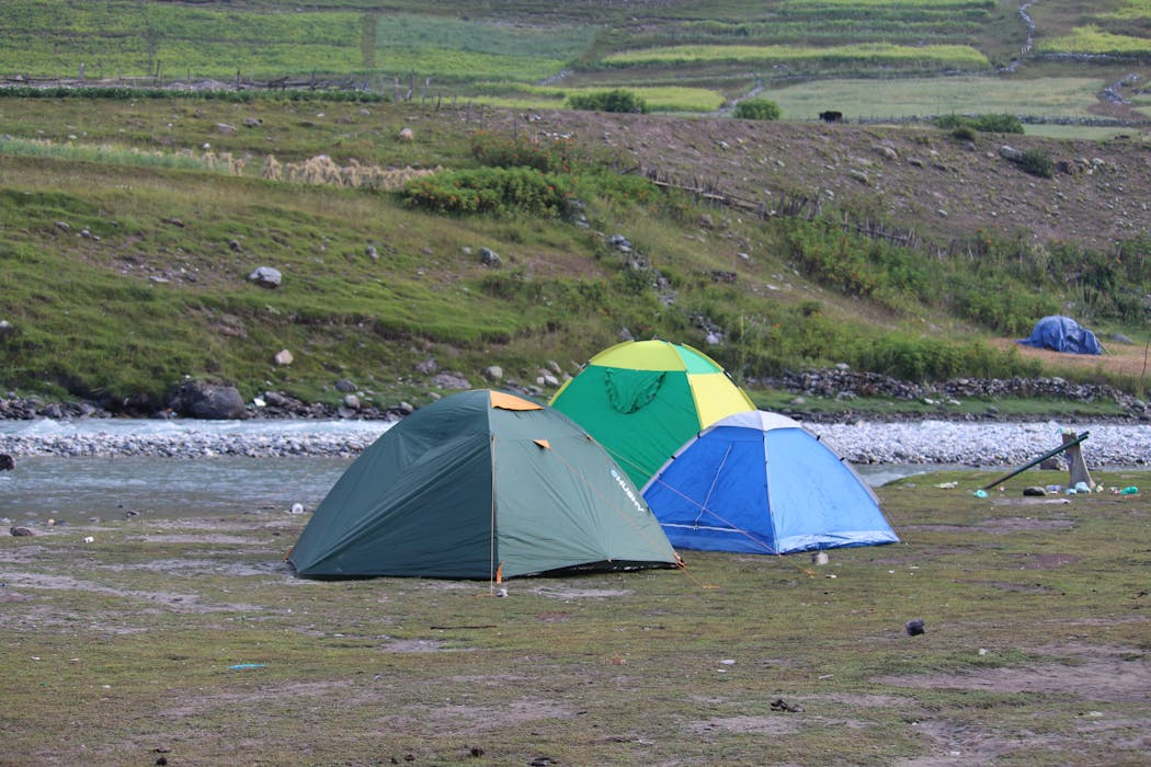 Camping Tent Setup in a Lower Spot