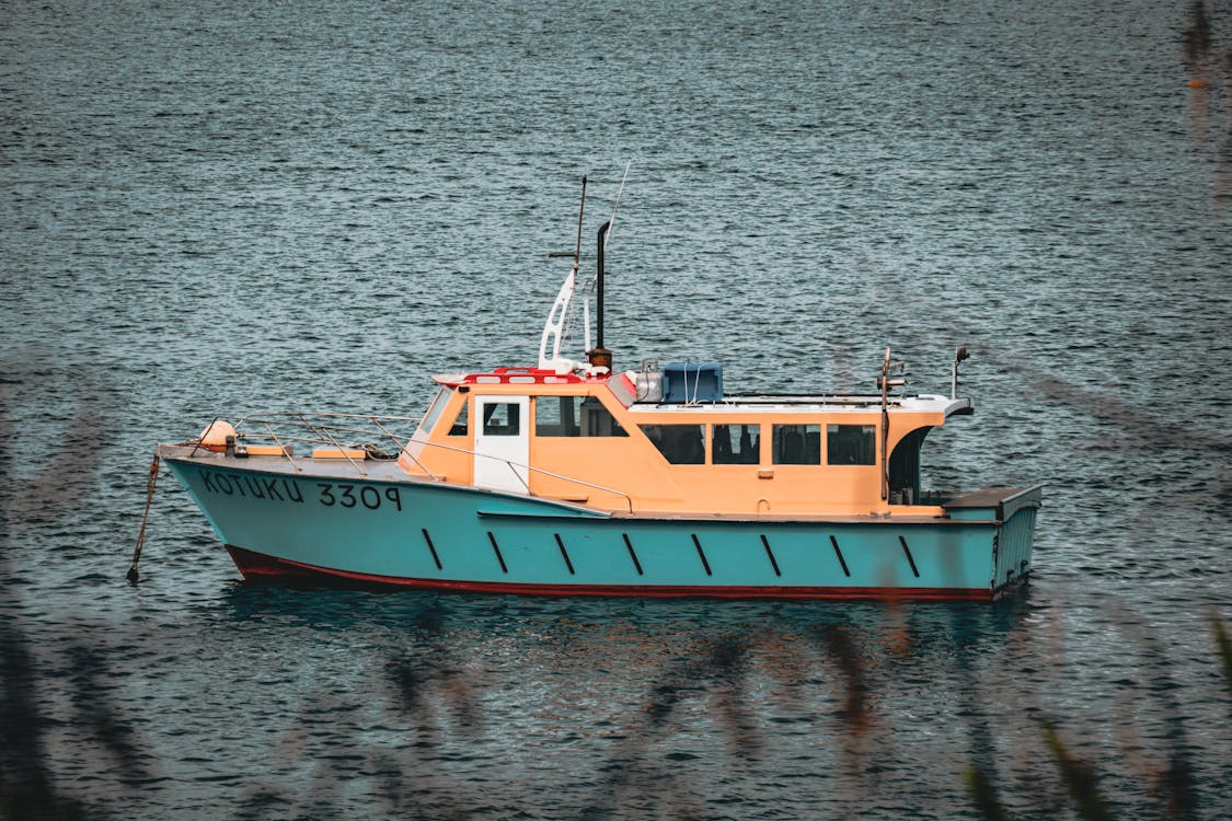 Colorful Boat on Tranquil Waters in New Zealand