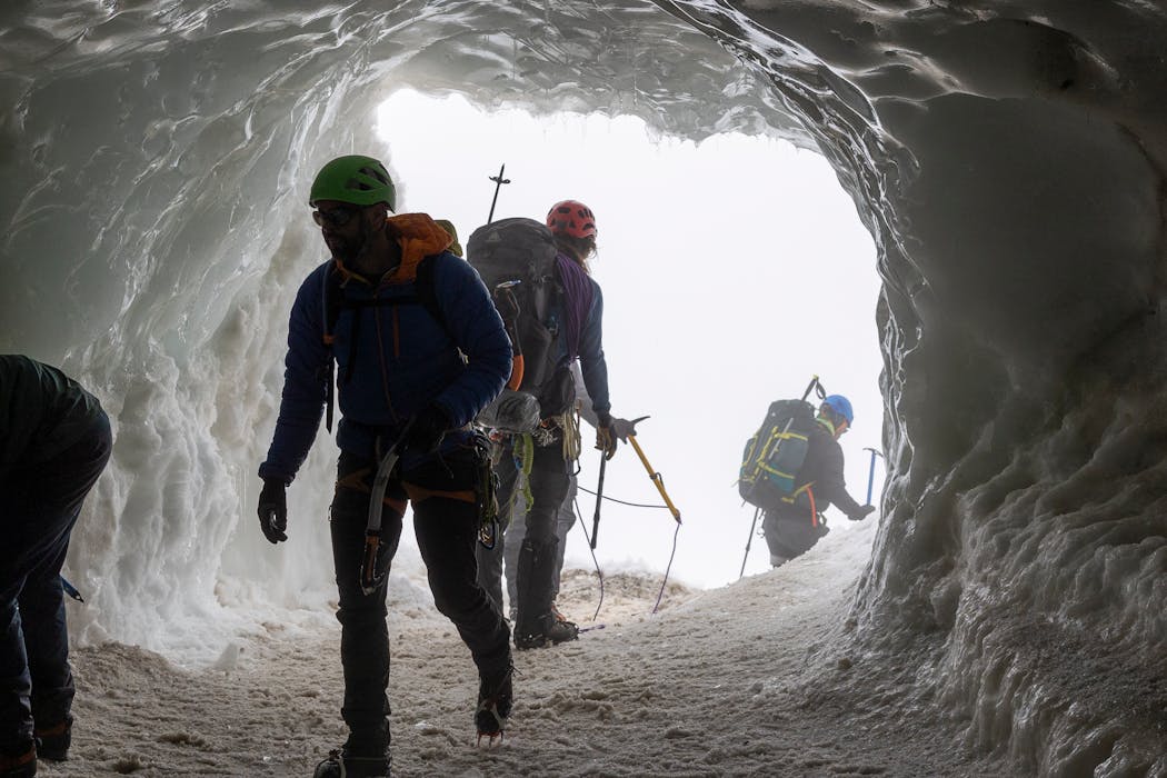 People Making Snow Cave