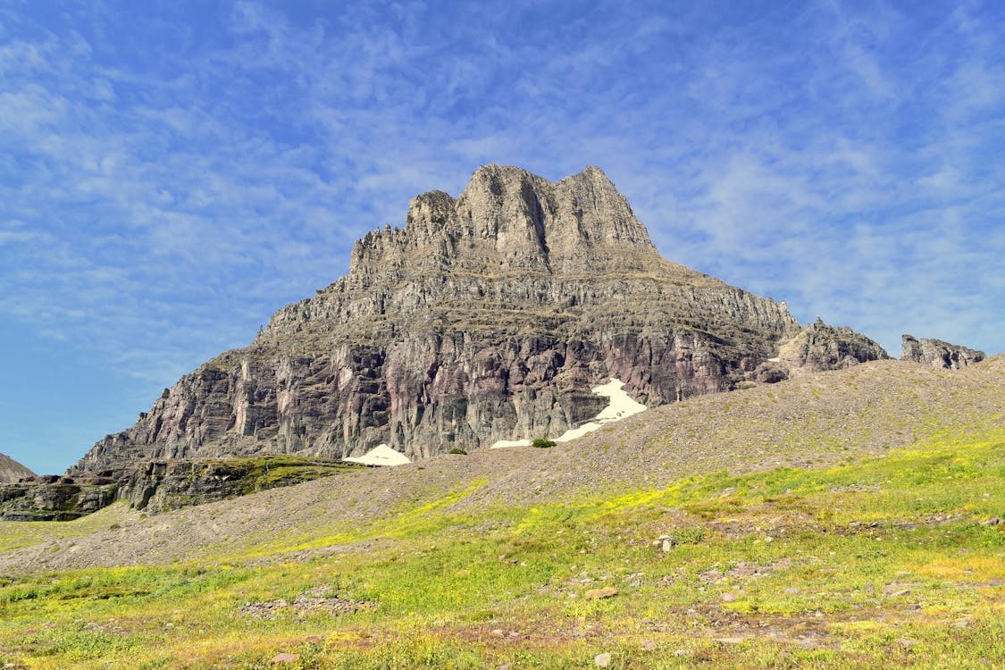 A Rocky Mountain Scenery under the Blue Sky