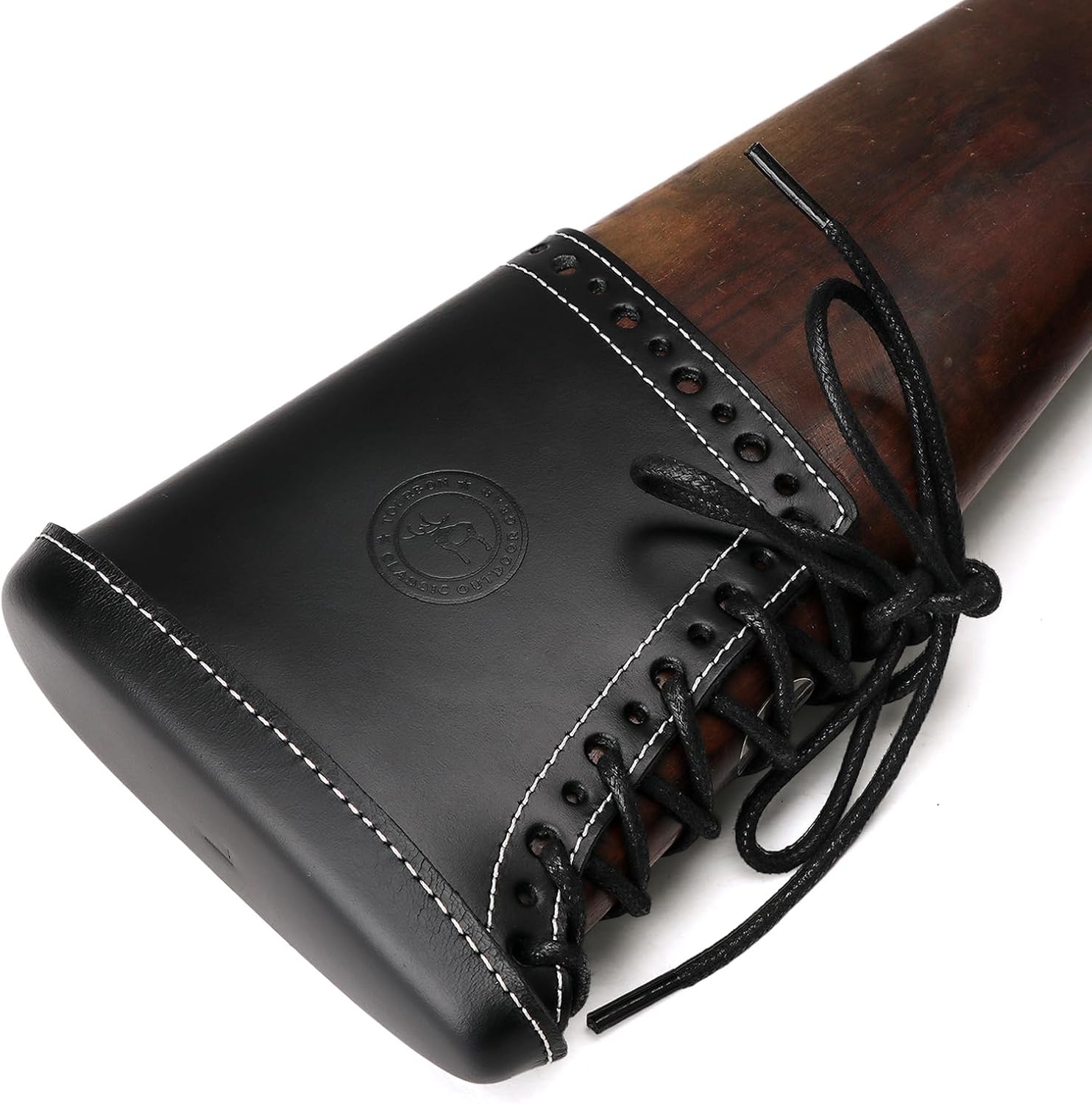 TOURBON Black Leather Slip-on Recoil Pad for Rifle Shotgun, Hunting Sporting Clay Trap Shooting Buttstock Extension, Add Length of Pull