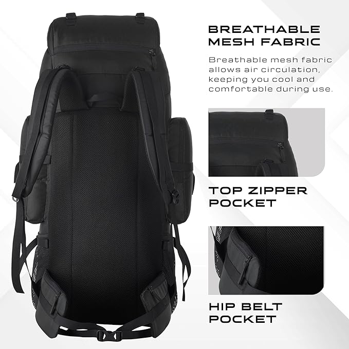 MOUNTILE HIKEMATE 60L Travel Backpack with Water Proof Rain Cover, Shoe Compartment - Camping Hiking Rucksack Trekking Bag