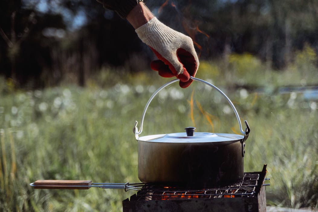Cooking Without Wind Protection in camping