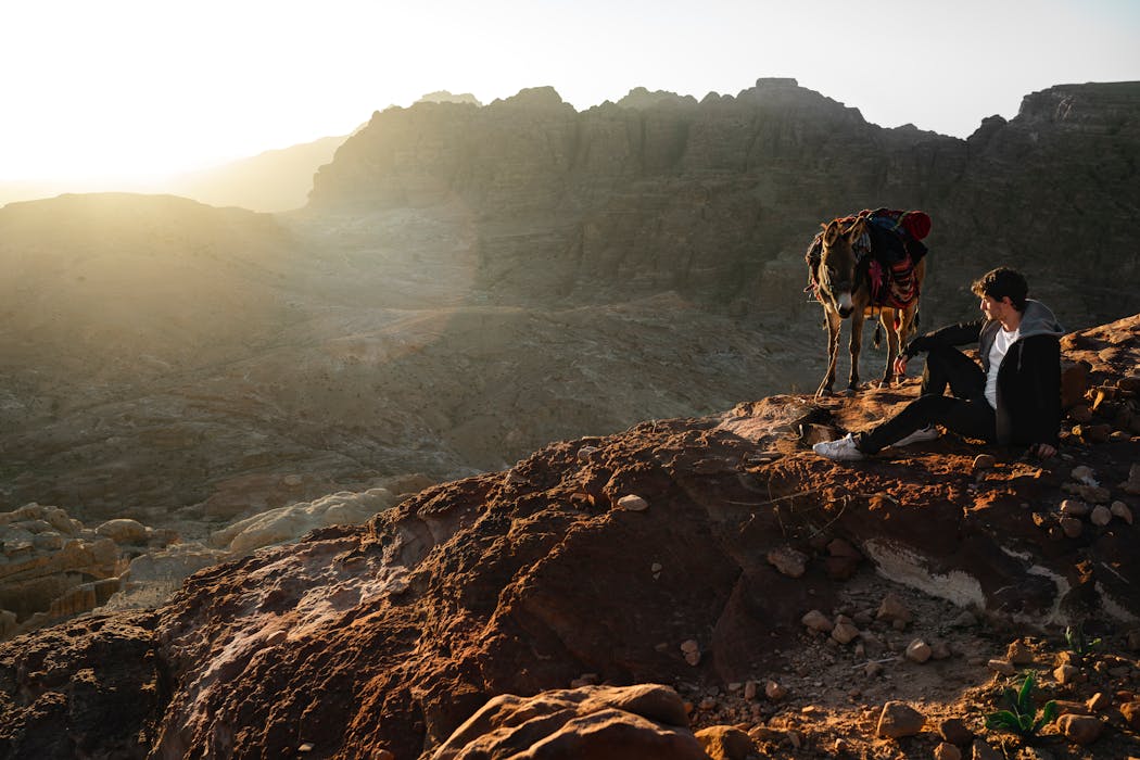 Person Beside A Horse in Desert