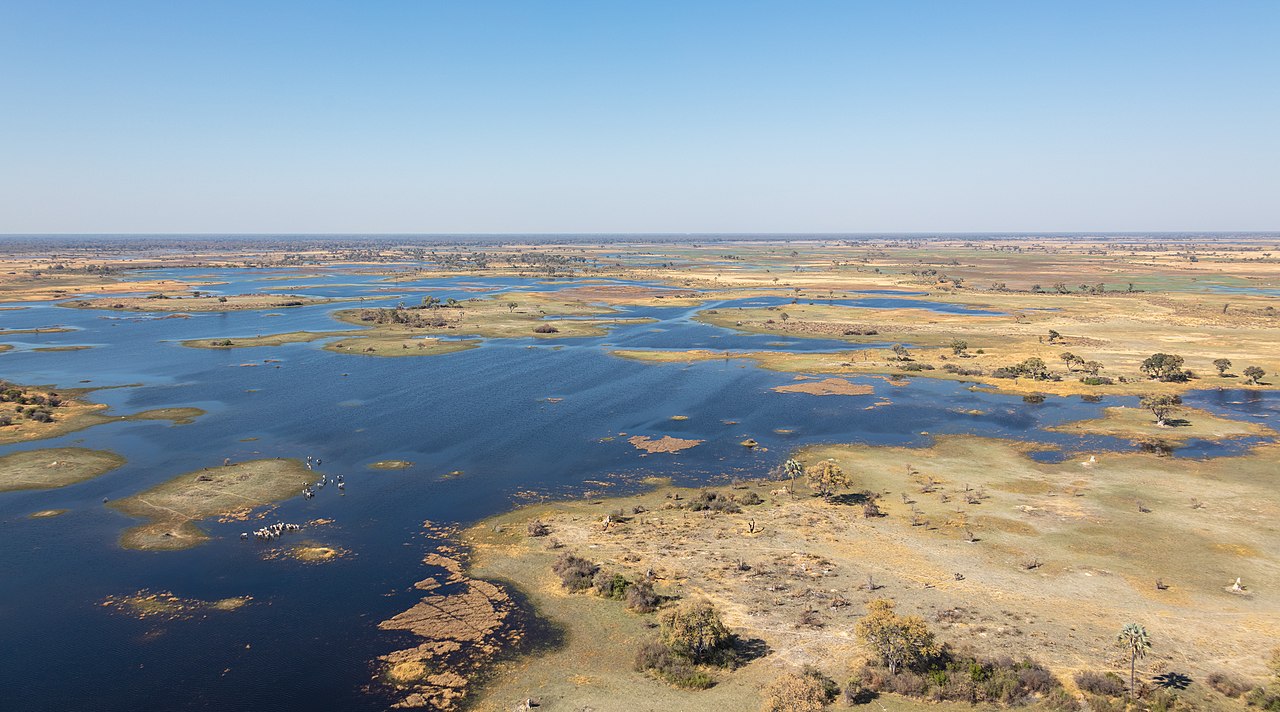 Typical region in the Okavango Delta, with free canals and lakes, swamps and islands