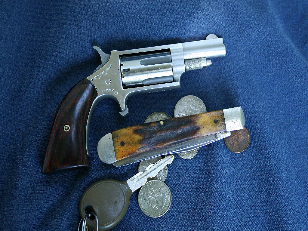 The .22 M- A .22 Winchester Magnum Rimfire revolver equipped with "Boot Grips".