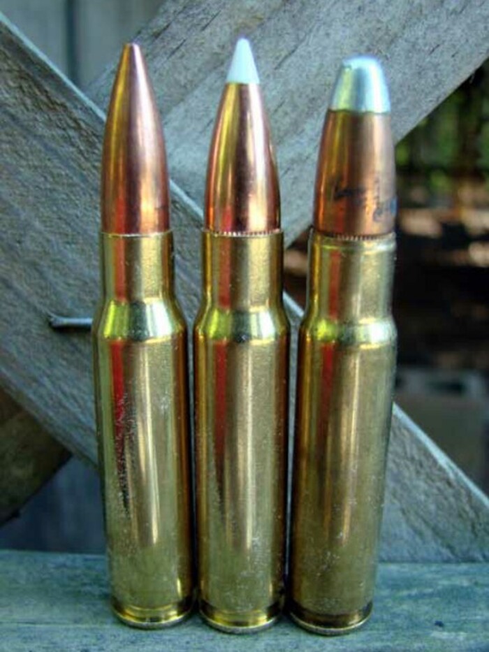 The .338 Federal (center) between the .308 Winchester (left) and the .358 Winchester (right).