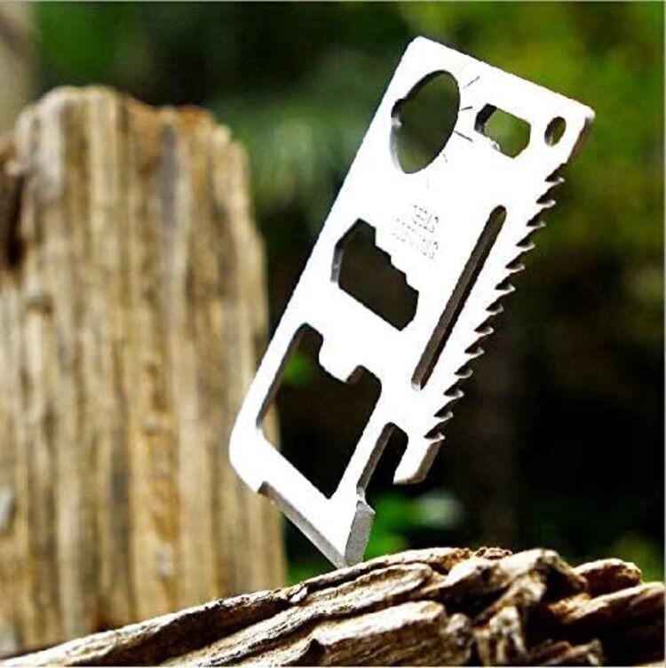 KISUASHI Multifunction 11 in 1 Stainless Steel Survival Kit, Credit Card Pocket Ininja Camping Pocket Multi tool, Emergency Pocket tool keychain