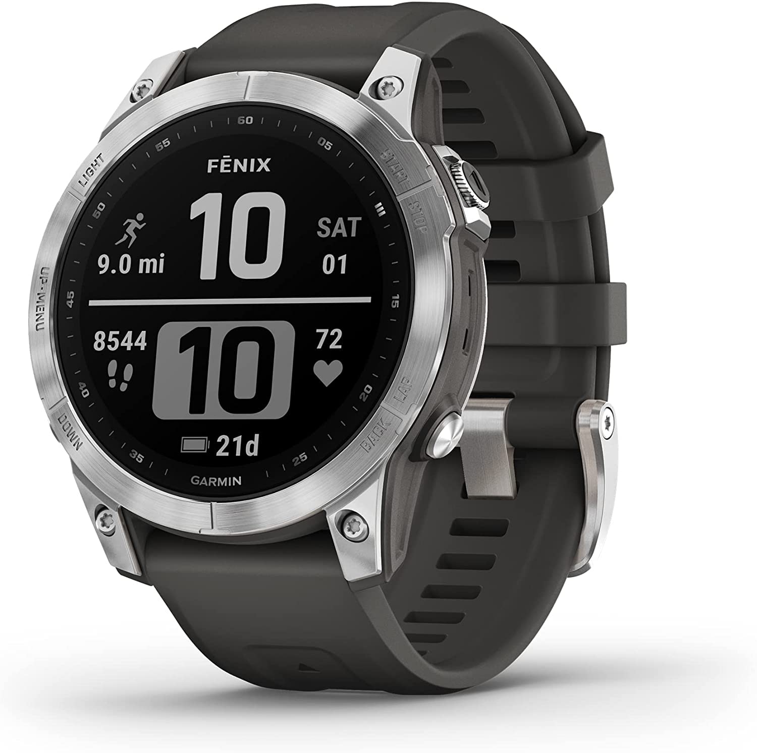 Garmin fenix 7, Silver w/Graphite Band, GPS Watch,SEA