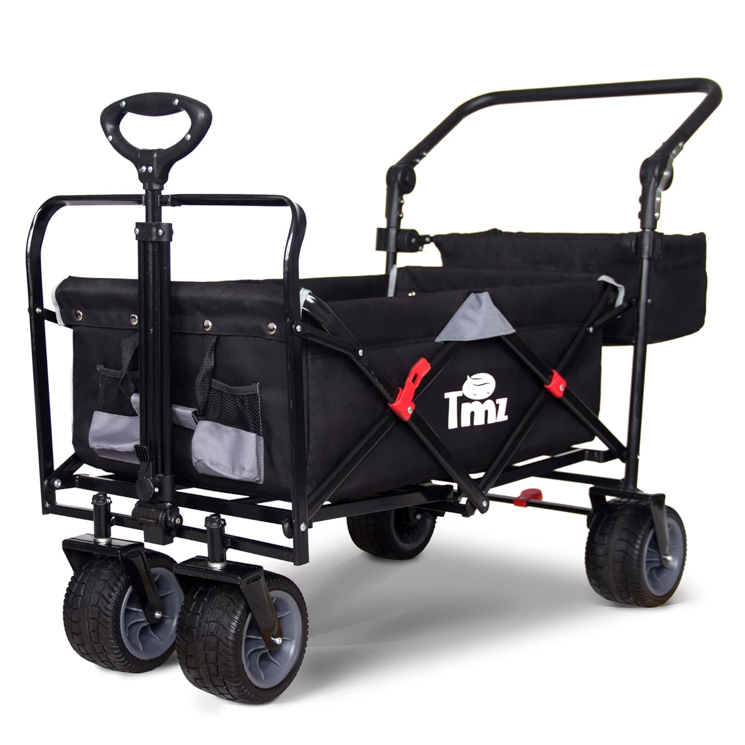 TMZ All Terrain Utility Folding Wagon, Collapsible Garden Cart, Heavy Duty Beach Wagon, for Shopping, Camping
