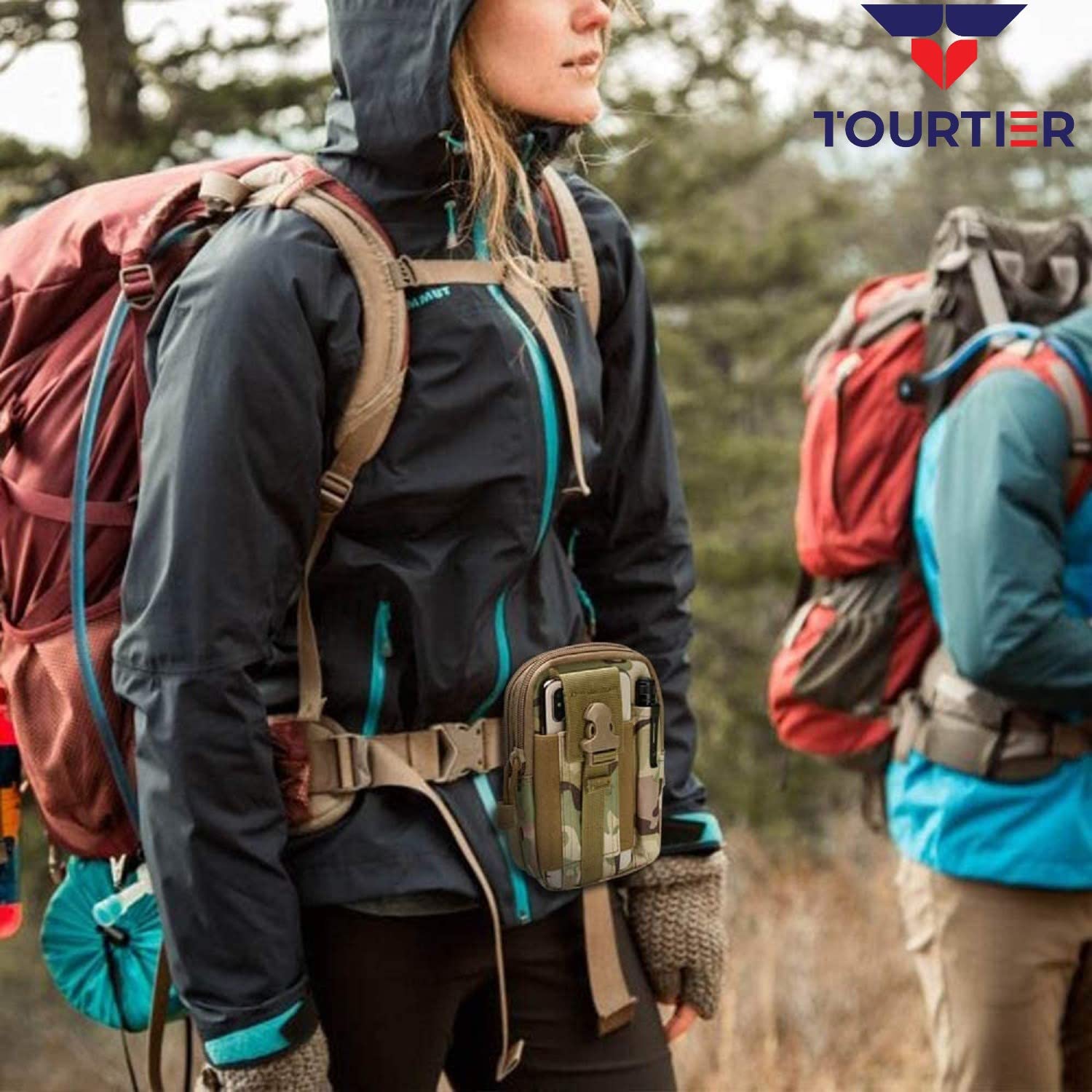 Tactical Molle Pouch, Compact Utility Belt Pouch, Military Army EDC Waist Bag with Cell Phone Holster for Sports, Hiking, Camping, Traveling