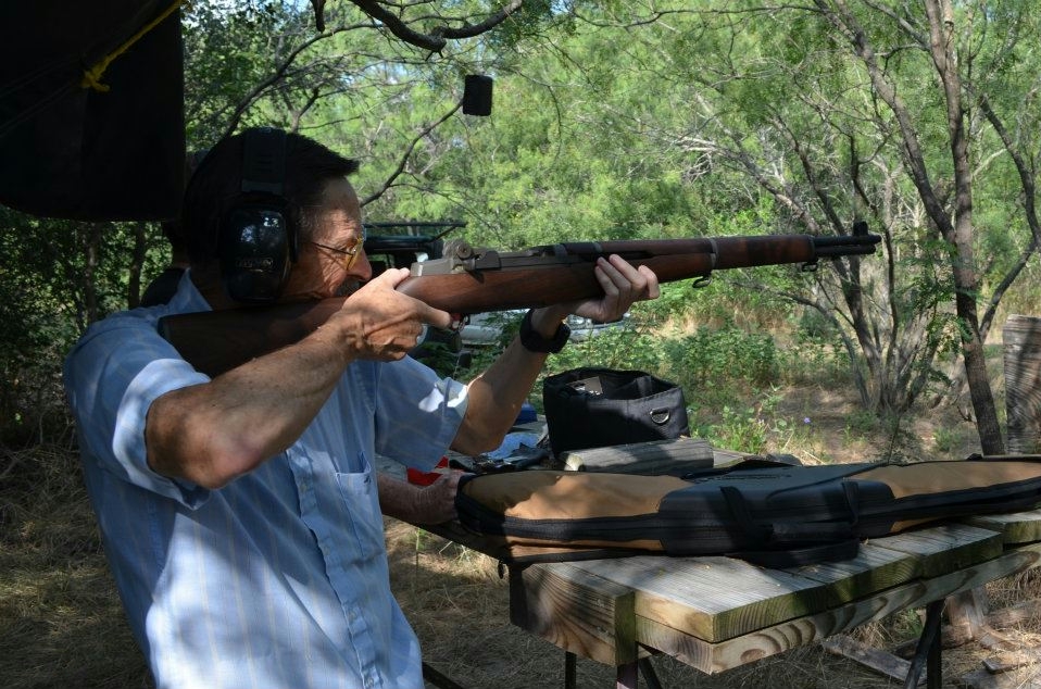 M1 Garand 30-06. Note the ammunition clip at 12 o'clock. It is ejected from the rifle after all eight rounds have been fired