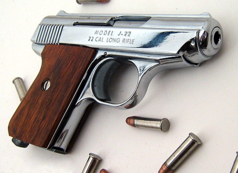 A Jennings Model J-22 pistol in .22LR caliber.
