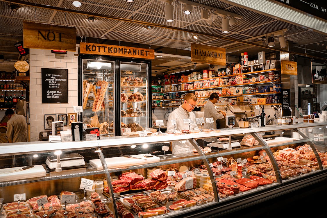 Traditional Butcher Shop in Stockholm Market