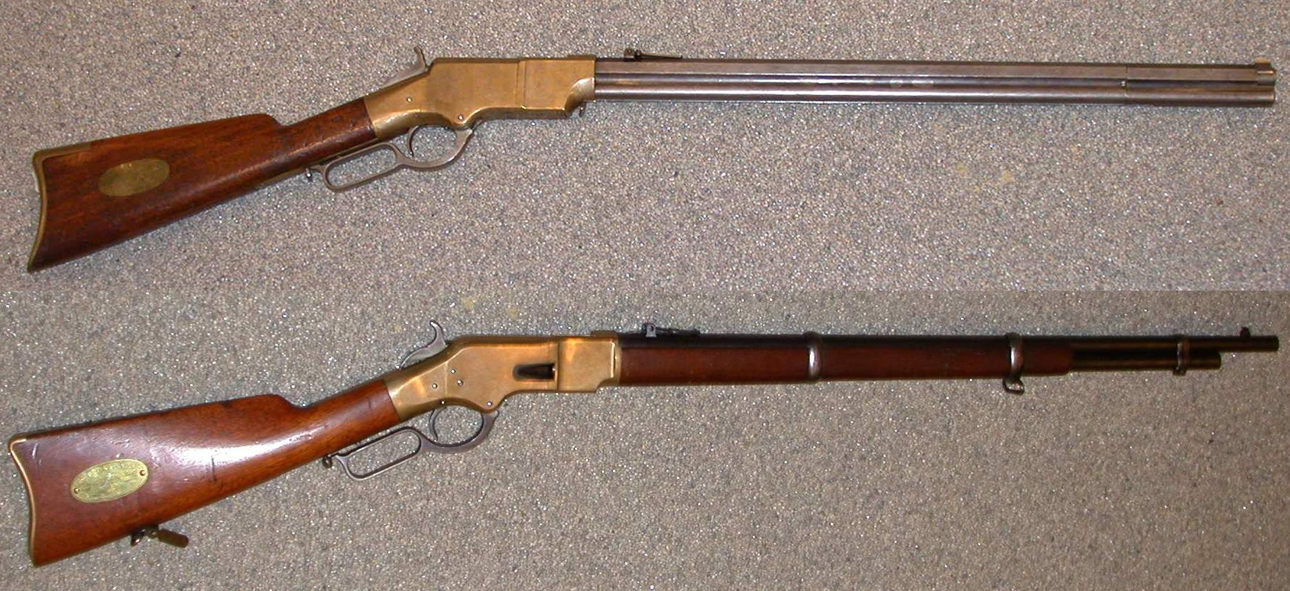 1860 Henry and 27 in (69 cm) Model 1866 Winchester Musket