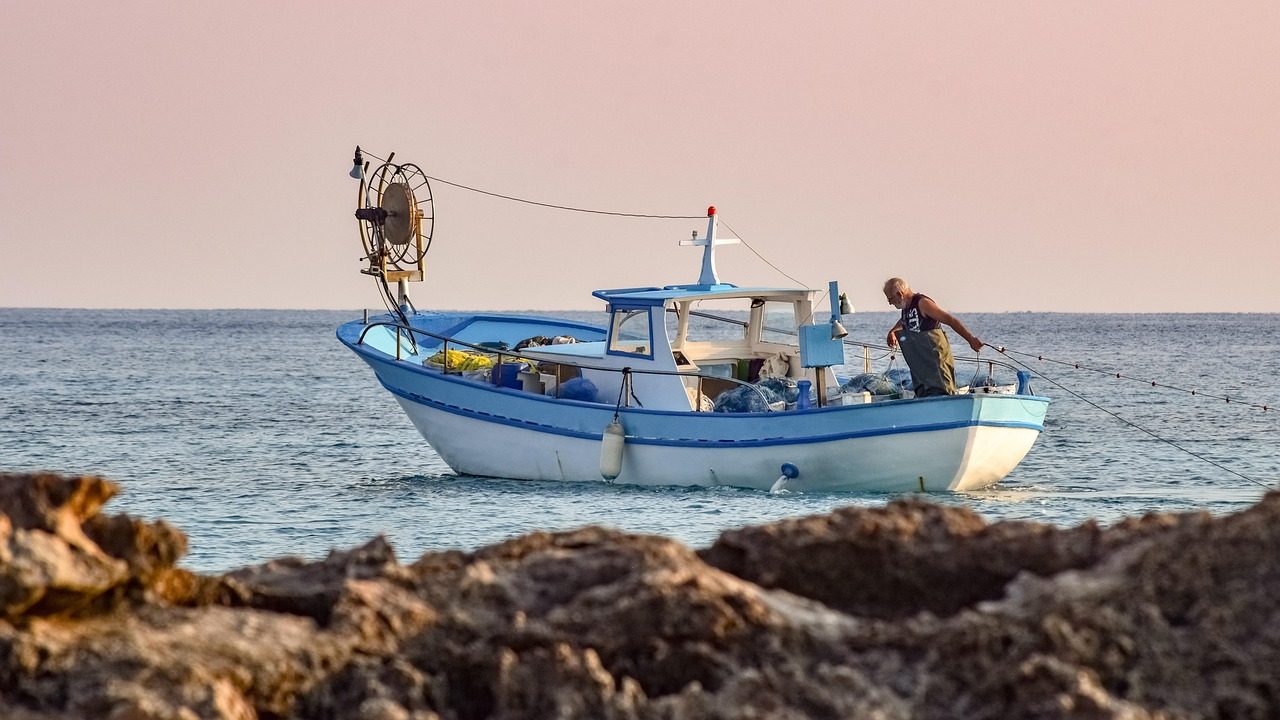 fishing boat, nature, fisherman, sea, fishing, ocean, scenery, dusk, sunset, ayia napa