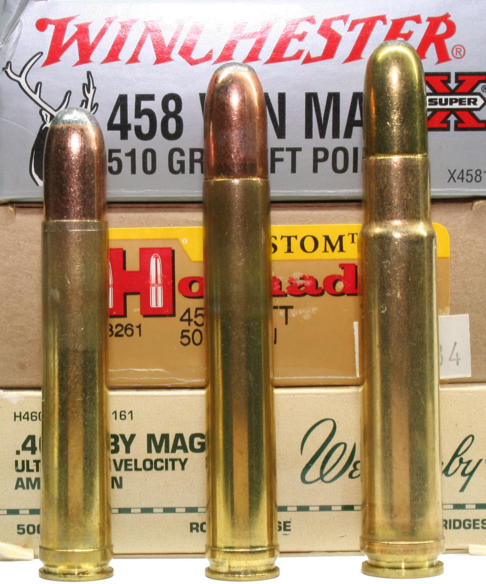 .458 Win. Mag., .458 Lott and a .460 Wby. Mag. for comparison